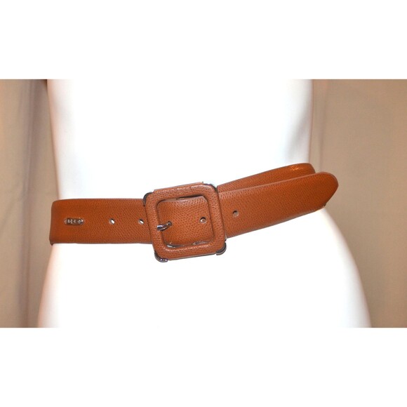 Vintage Lauren Box Silver Buckle Belt with Leather Body - Picture 1 of 5